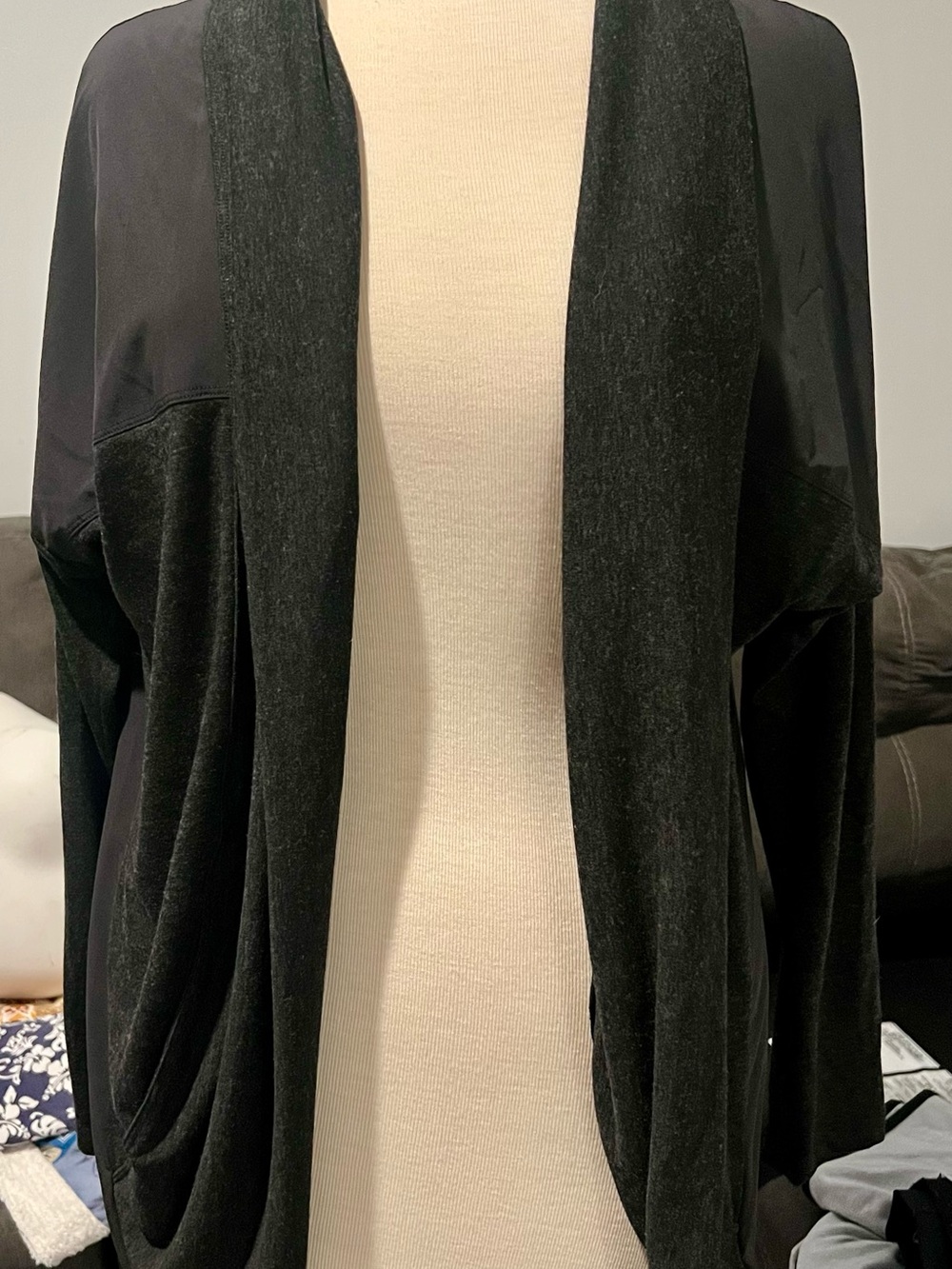 The North Face Black Open-Front Drape Cardigan